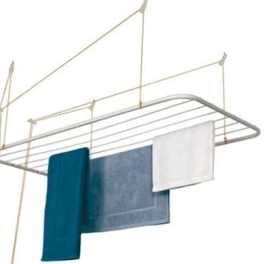 Imagem de Varal de Teto Aço Branco 90cm x 56cm 13kg Resistente Maxeb