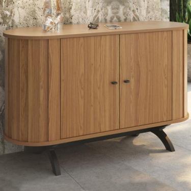 Imagem de Balcão Buffet 2 Portas 1 Prateleira 100% Mdf Freijo/Preto Fosco Tb289 