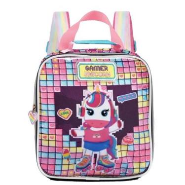 Imagem de Lancheira Térmica Escolar Infantil Unicórnio Gamer Meninas - Denlex