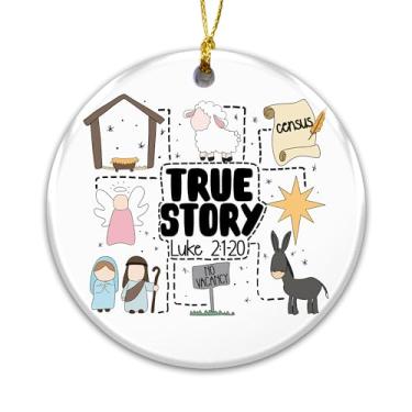 Imagem de Ornamento de presépio 2025, True Story Lucas 2:12 – Enfeite de história bíblica de desenho animado fofo para famílias cristãs, crianças, escola dominical, decoração de árvore de Natal religiosa