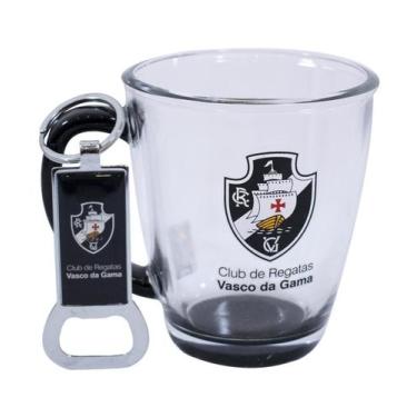 Imagem de Jogo Caneca De Vidro E Um Abridor De Garrafas 370Ml - Vasco - Mileno