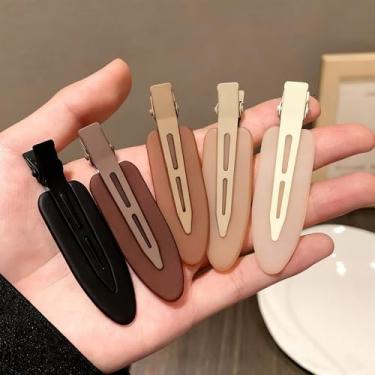 Imagem de 5 peças sem vincos sem vincos sem dobras grampos de cabelo planos antiderrapantes clipes de maquiagem para mulheres senhoras fosco preto marrom bege