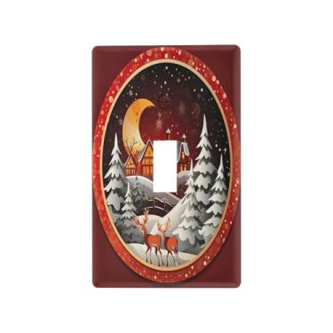 Imagem de Blueangle Capa para placa de parede para interruptor de luz - Merry Christmas Deer Light Switch Cover Decorativa Placa de Parede, Tamanho 1 - Gangue 4,53 x 2,76 polegadas #741