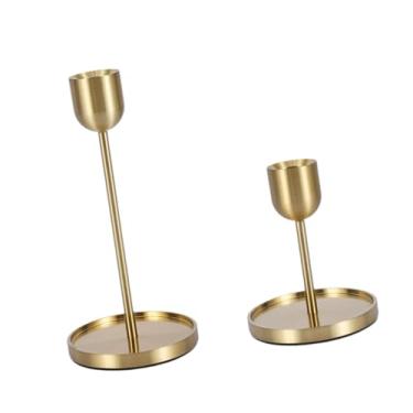 Imagem de Generic Conjunto de 2 Castiçais Dourados para Mesa, Decoração de Lareira, Sala de Estar, Casamentos e Aniversários - Enfeite de Metal para Velas