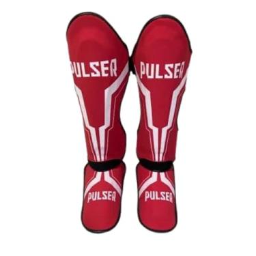 Imagem de Caneleira Protetor para Muay Thai Pulser/Thunder, PU Alta Resistência, 30mm (Vermelho, M)