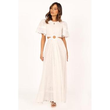 Imagem de Petal & Pup Vestido maxi feminino com recorte Merletto - Branco, Branco, M