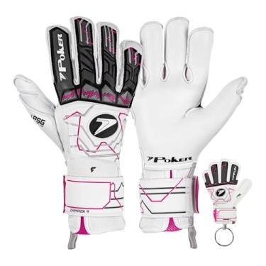 Imagem de Luva Profissional Futebol de Campo Champion 9 Poker Cor: Branca/Rosa Tam:8