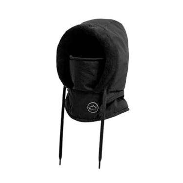 Imagem de Colaxi Máscara de esqui com capuz, proteção facial térmica, ajustável, quente, para ciclismo, aquecimento do pescoço, gorro, cachecol para escalada, Adultos Negros