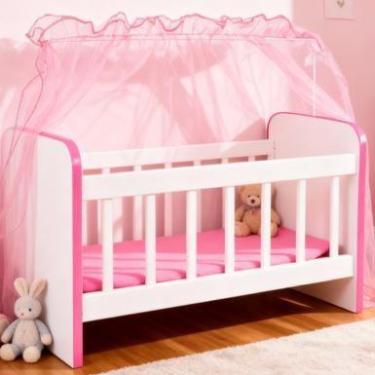 Imagem de Brinquedo Berço para Boneca em MDF com Enxoval cor Rosa - Cegonha Rebo