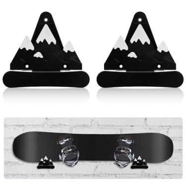 Imagem de 2 peças de suporte de snowboard, suporte de parede para snowboard horizontal para armazenamento de skate, suporte de parede para snowboard, suporte de parede para sala de garagem, otimizando o espaço
