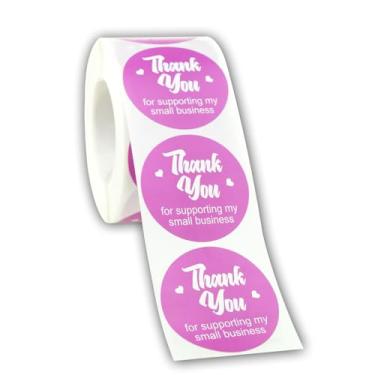 Imagem de FOONEA Adesivos de 3,8 cm Thank You for Supporting My Small Business - 500 etiquetas por rolo, etiquetas redondas roxas para empresas, lojas para usar em bolsas, caixas e envelopes