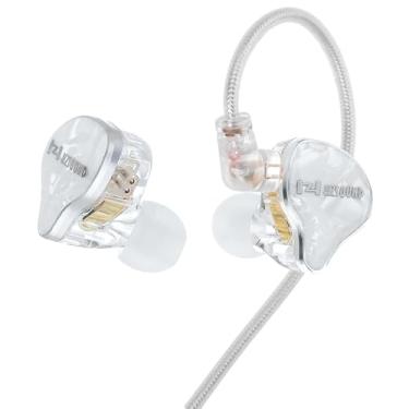 Imagem de Fones de ouvido intra-auriculares Hzsound White Snow, fones de ouvido estéreo com fio de 10 mm LCP + diafragma de poliuretano, IEMs de gotejamento de resina, fones de ouvido para jogos, fones de