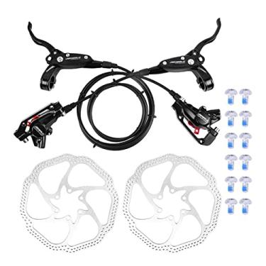Imagem de Kit de Freio a Disco Hidráulico para Bicicleta com Caliper Frontal e Traseiro Alumínio Discos Aço Inoxidável 160mm 12 Parafusos Acessórios Equipamento Riding Estrada Montanha