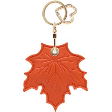 Imagem de Capa MC Fashion de couro PU compatível com AirTag, chaveiro com tema de frutas e folhas fofas (folha de bordo)