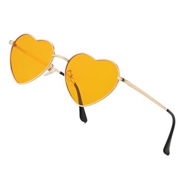 Imagem de JOVAKIT Óculos de sol com coração polarizado para mulheres, estilo adorável, armação de metal, lentes de proteção UV400, B9 Ouro/Laranja, lenswidth