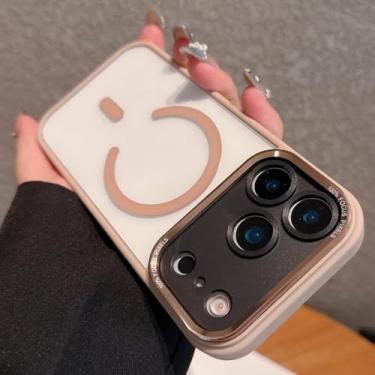 Imagem de Capa transparente de metal com proteção para câmera para iPhone 17, 11, 12, 13, 16 Pro Max, 15, 16 Plus e 17 Air, capa magnética transparente para celular, dourado deserto, para iPhone 17 Pro