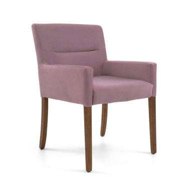 Imagem de Poltrona para Sala de Estar Veludo Pés Madeira Angel Rosa