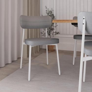 Imagem de Conjunto 2 Cadeiras de Jantar Tecido Sint. Alloa Est. Branca