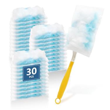 Imagem de Refil de espanador de 30 unidades compatível com cabo de espanador de 180° kit de remoção de poeira eletrostática para limpeza de persianas eletrônicas móveis limpador de ventilador de teto de carro