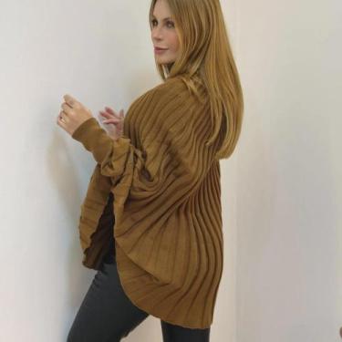 Imagem de Casaco Tricô Inverno Quentinho Feminino Kimono Poncho Lindo - proprio,