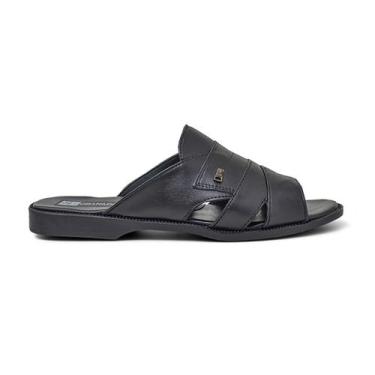 Imagem de Chinelo Masculino Sandália Em Couro Casual Slide Confortável Elegante 