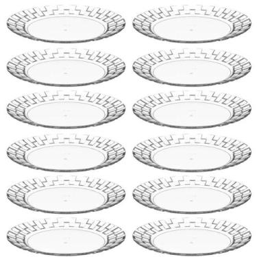 Imagem de Conjunto 12 Pratos Grandes Plástico Resistente 26cm Transparentes Crip