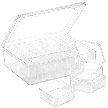 Imagem de 30 organizadores de contas pequenas, estojos de armazenamento de plástico, mini recipientes transparentes de armazenamento de contas, caixas transparentes com tampa articulada e estojo retangular