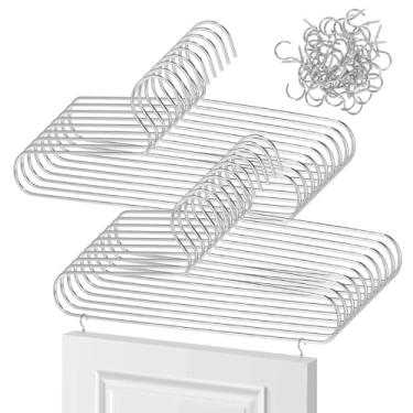 Imagem de CIEOVO Conjunto de cabides de pintura de porta de armário, 20 peças de suportes de pintura de porta e 100 peças de ganchos de teto de metal niquelado rosqueados ganchos de copo rack de secagem de
