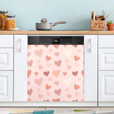 Imagem de ATTX Capa magnética para lava-louças de corações pequenos | Adesivo decorativo de eletrodomésticos de 58 x 66 cm para armários domésticos e eletrodomésticos #361