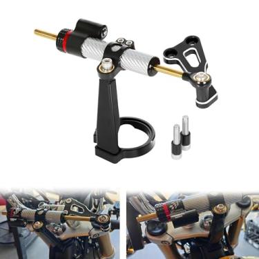 Imagem de Estabilizador de amortecedor de direção macaco e suporte de montagem compatível com MONKEY 125 3D CNC acessórios de motocicleta amortecedor de guidão (preto)