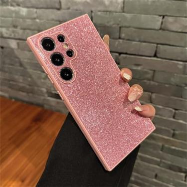 Imagem de Capa de celular brilhante e resistente a impactos, na cor rosa, compatível com Samsung Galaxy S25, S24, S23 e S22 Ultra Plus.