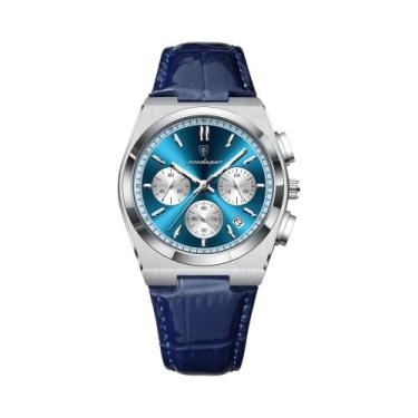 Imagem de Relógio De Pulso Masculino De Couro Luxuoso À Prova d'Água Com Cronógr