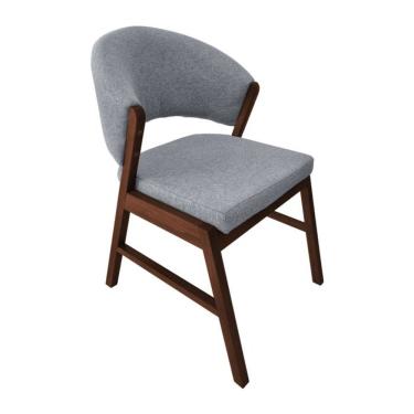 Imagem de Cadeira De Jantar Madeira Maciça Débora Linho Premium Mel Cinza Linho