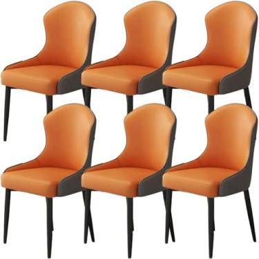 Imagem de Conjunto de 6 cadeiras de jantar estofadas de veludo modernas - Poltronas de couro sintético para cozinha, sala de estar, sala de jantar, cadeira de maquiagem