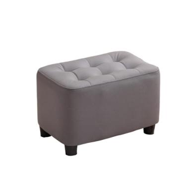 Imagem de Banqueta para engraxar sapatos para quarto pequena casa tecido de madeira maciça sofá apoio para os pés porta da sala de estar banco de casa banco de cama (cinza)