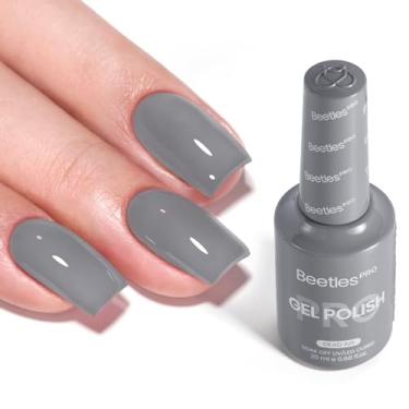 Imagem de Beetles Pro Grey Gel Polish – Ar morto, cor cinza escuro 20 ml, esmalte de gel de primavera, lâmpada UV para unhas, cura necessária, dia dos namorados, salão de beleza, brilho de longa duração