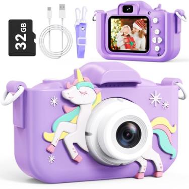 Imagem de Câmera infantil, para crianças de 3 a 8 anos, câmera selfie de lente dupla de 48 MP para crianças, câmera digital de gravação de vídeo HD 1080p, presentes de aniversário de Natal para meninos e