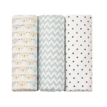 Imagem de Cueiro Flanelado Com 3 Pçs Ursinhos 1,0cm X 80cm Papi