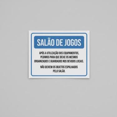 Imagem de Placa Acm Salão De Jogos Regras Uso 18X23 - Sinalizo