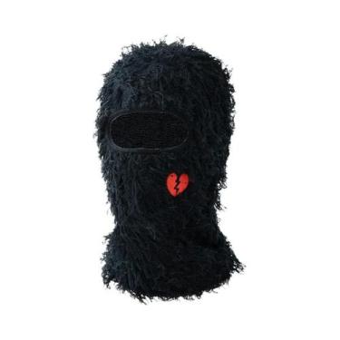 Imagem de Gorro Balaclava Unissex Com Coração Bordado, Estilo Hip Hop, Quente E 