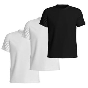 Imagem de Kit 3 Camisetas Masculina Algodão Lisa Manga Curta Básica Dia a Dia-Masculino