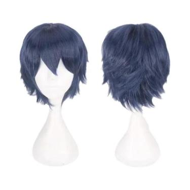 Imagem de Peruca Sintética Curta Resistente Ao Calor Vermelha Laranja Anime Myst