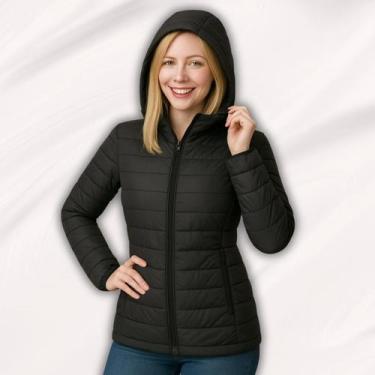 Imagem de Jaqueta Feminina Puffer Bobojaco Com Capuz Impermeável Casaco Últimas 