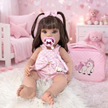 Imagem de Bebê Reborn Realista Pode Molhar Siliconada Com Acessórios e Bolsa