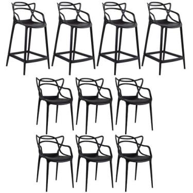 Imagem de Laraz, Kit 6 cadeiras + 4 banquetas médias Masters Allegra