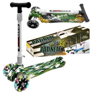 Imagem de Patinete Infantil Meninos Camuflado Verde 45kg Luzes 3 Rodas - Toy Kin