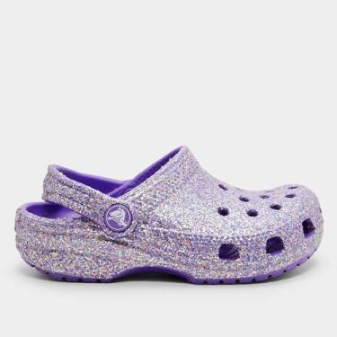 Imagem de Sandália Crocs Infantil Classic Fantasy Glitter Clog K, Roxo, 34