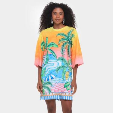 Imagem de Vestido Farm T-Shirt Big Paisagem Solar, Branco, Amarelo, M