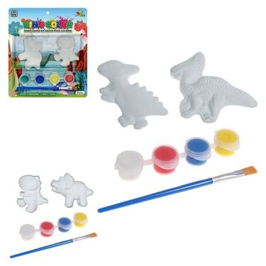 Imagem de Brinquedo Educativo para Pintar Dino para Colorir com Tintas e Pincel Criativo Zein Importados