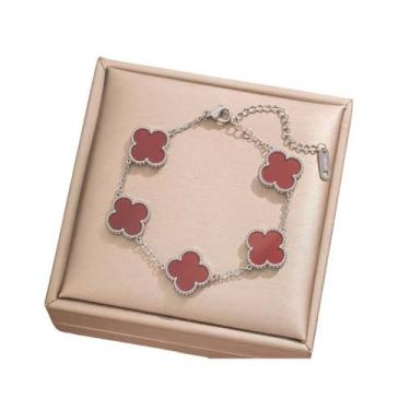 Imagem de L3002-Pulseira Feminina Aço Inoxidável Trevo Virgínia Madrepérola Anti